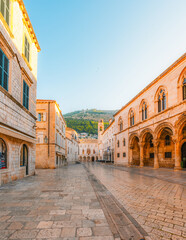 Fototapeta premium Dubrovnik Old Town, traditional Mediterranean stone architecture and historic charm, Croatia.