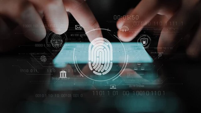 Biometric fingerprint identification and cybersecurity system ensuring secure access, identity verification, cloud data protection, and digital safety Marrow