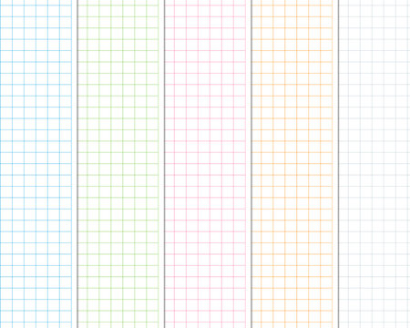 Colorful grid line graph paper patterns set
