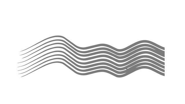 minimalist vector illustration features abstract grey wavy lines resembling wind, water, or sound waves. Perfect for clean logo designs, modern icons, tech branding, or decorative web elements
