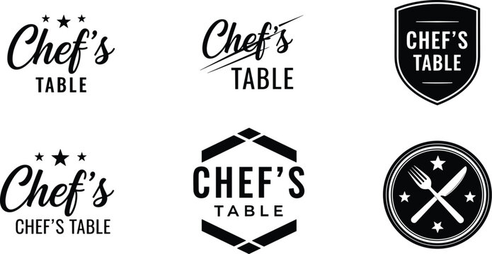 Chef&rsquo;s Table Logo decorative illustration collection, culinary branding artwork, restaurant motif design composition, gourmet vector set, food graphics
