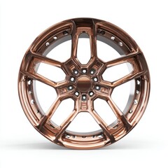 Obraz premium Rendering of an elegant bronze wheel with intricate spoke design and polished metallic texture