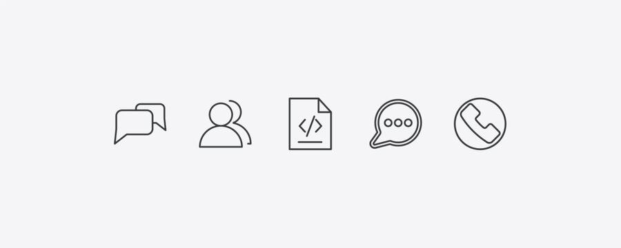 blogger and influencer outline icon set. thin line conversation, visitor, comment, phone icons. editable vector