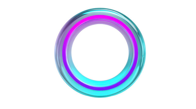 3d rendered progress circle widget with glowing purple and blue rings on white background for ui design