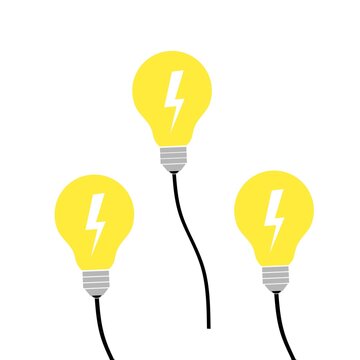 Set lightbulp cable design vector on white background, lightbulp lamp cable design image,set bulp lamp flat design,set lightbulp cable design illustration 