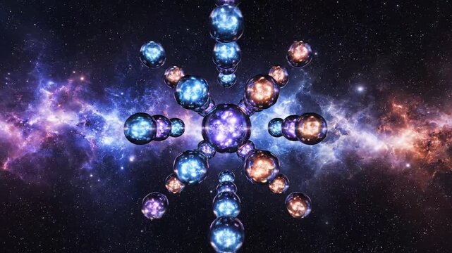 Abstract cosmic spheres representing parallel universes in outer space