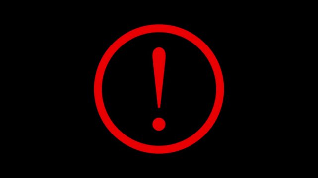 Warning sign animation. Danger warning footage template, warning sign logo animation with a black background