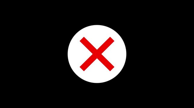 Animation of a danger warning, incorrect cross, and red alert footage template. Danger warning sign logo animation with a black background.