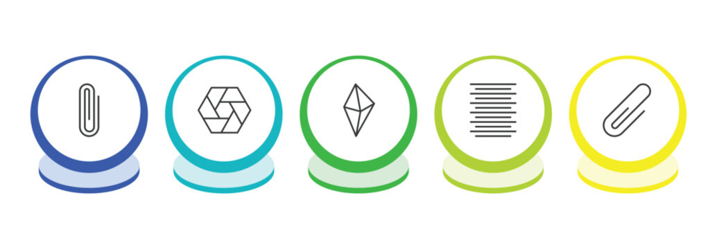 geometry outline icon set. thin line clip, polygonal hexagon, octahedron, center alignment icons. editable vector