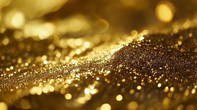 Radiant Golden Shimmer A Luxurious Abstract Background of Sparkling Metallic Dust and Glittering Light, Creating a Dazzling and Festive Texture