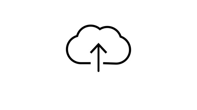 Cloud upload icon animation isolated against a white background.