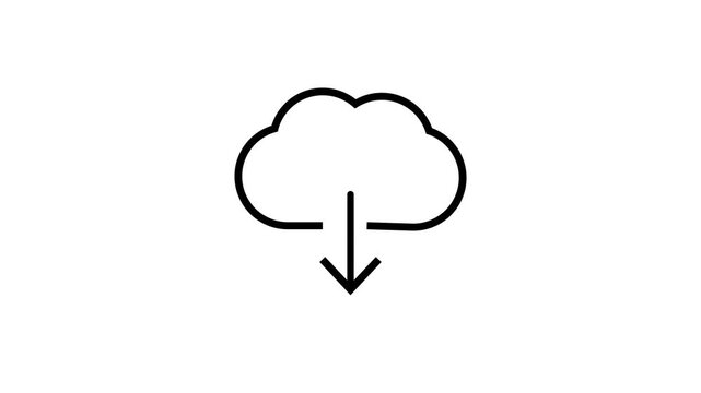 Cloud download icon animation isolated against a white background.