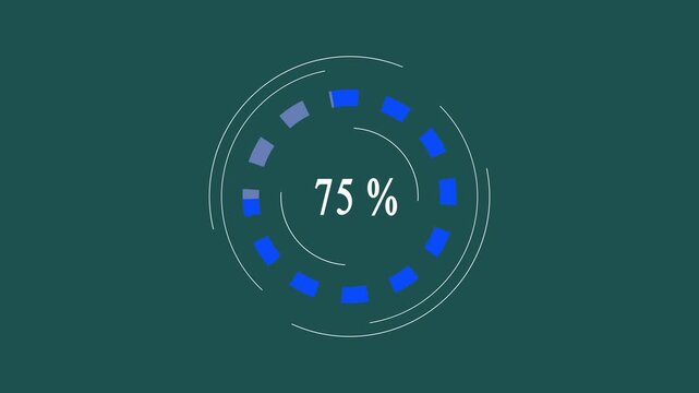 Countdown timer animation from zero seconds to hundred seconds. 0 to 100 rotating circle shape countdown. Countdown timer with a synch background