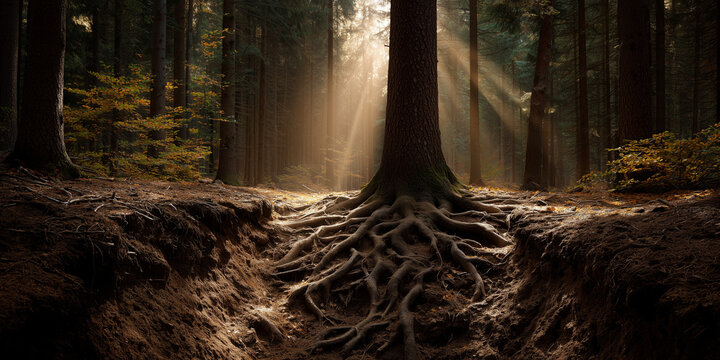 Sustainable business models forest setting nature photography light and shadows eco-friendly concept