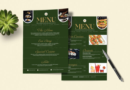 Restaurant Menu Template Layout