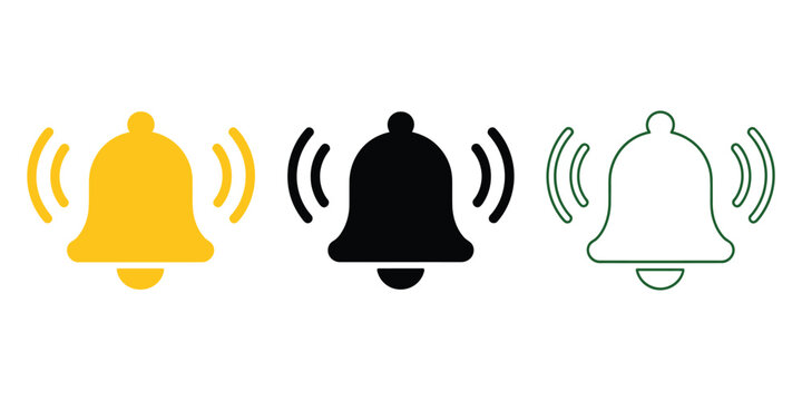 Notification Bell Icon Vector with Incoming Inbox Message Symbols, New Message Alert Illustration and Alarm Notification Graphic for Mobile App and User Interface Design
