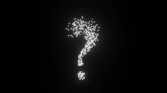 Futuristic Animated Question Mark. Who, Why, Where, How, What. Full HD. 4K