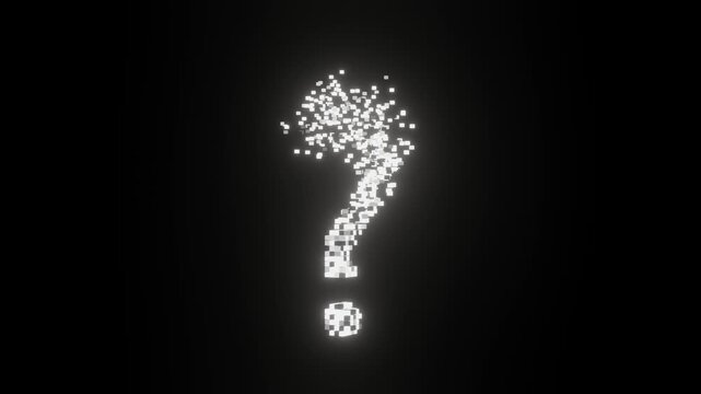 Futuristic Animated Question Mark. Who, Why, Where, How, What. Full HD. 4K