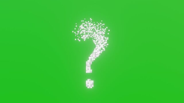 Futuristic Animated Question Mark. Who, Why, Where, How, What On Green Background Full HD. 4K