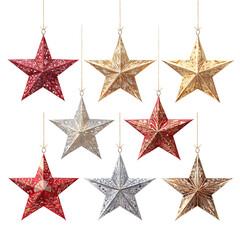 Obraz premium Professional Christmas Stars Set Isolated Transparent Background Usage
