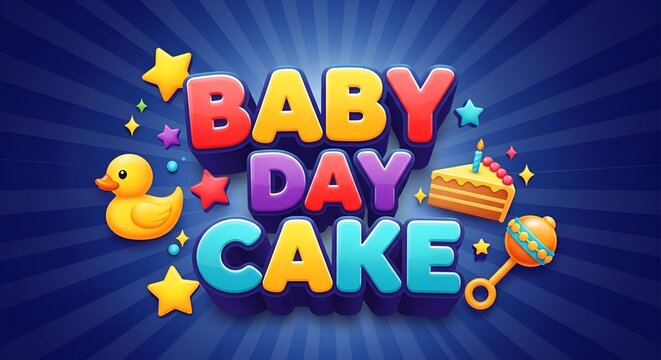 Cute Baby Day Cake Concept With Colorful 3D Letters