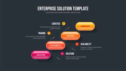 Fototapeta premium Corporate Profile Four Step Infographic Frame Design. Visual Growth Slide Layout Vector Illustration. Modern Analysis 4 Option Diagram Presentation Template.