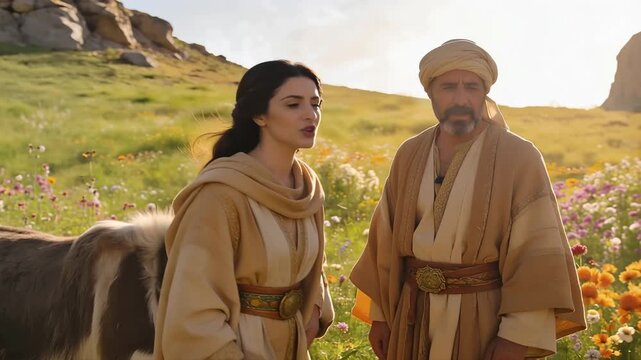 Old Testament Story of Abigail Speaking Wisely to David and Begging Forgiveness for Her Husband