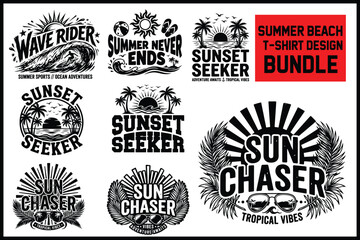 Fototapeta premium Summer Beach T-Shirt Design Bundle