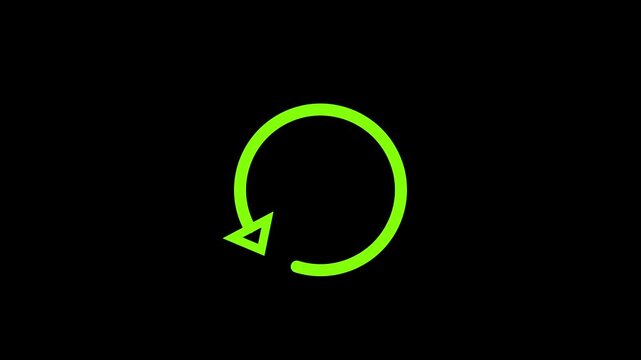 Refresh or retry icon animation.circle arrow,reload,arrow rotation with black background
