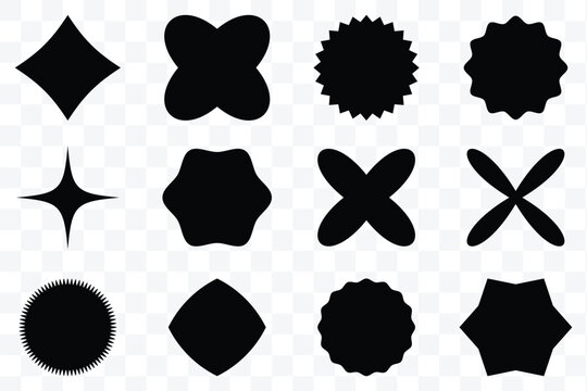 Set of circles with zigzag edges, Sunburst sticker shapes, Rounded starburst zigzag badge, spiky oval, circle and star shaped price tag, discount and sale label stickers, Star or sunburst icons eps 1o