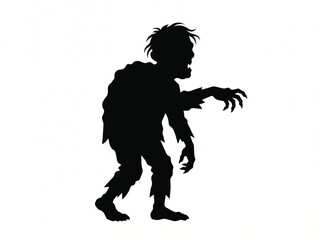 Fototapeta premium Cartoon zombie monster silhouette. Spooky and scary character. vector Isolated on white background.