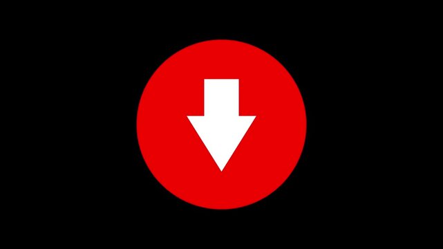 Download icon Animation, Downward Arrow with circle isolated with black background.