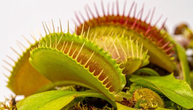 "Venus flytrap poised with spined jaws, vivid adaptation, nature&rsquo;s predatory elegance and resilience."