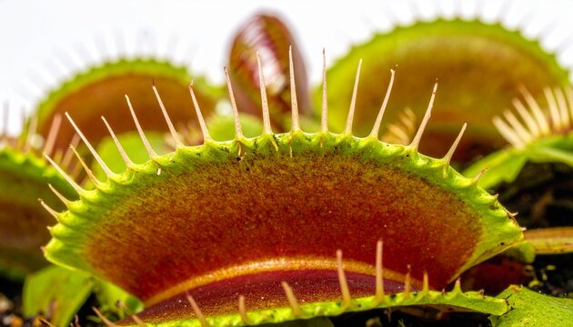 "Venus flytrap poised with spined jaws, vivid adaptation, nature&rsquo;s predatory elegance and resilience."