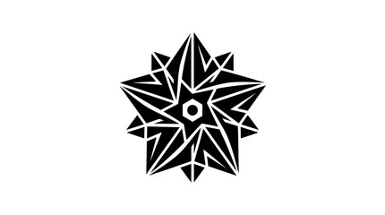 Obraz premium Geometric starburst shape black silhouette on white background