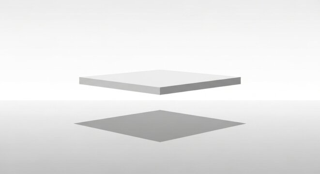 Square platform floating with soft shadow.