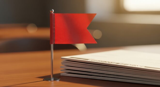 Red flag warning important document marked for attention