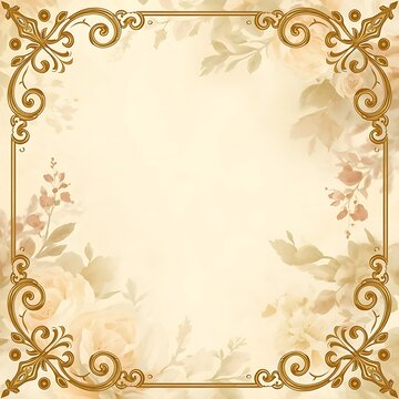 Classic Baroque Floral Wedding Invitation Backdrop with Soft Watercolor Texture 