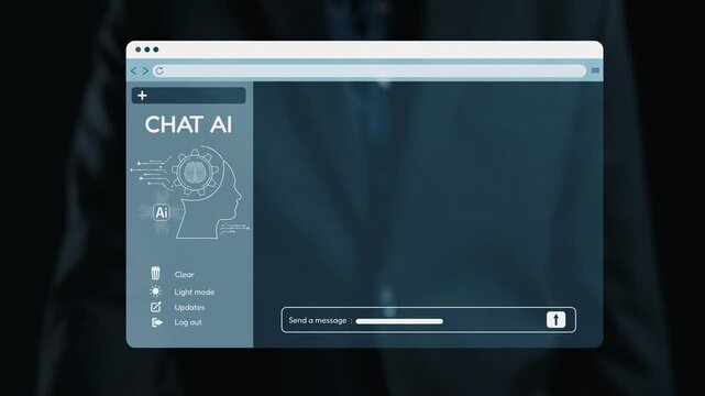 A modern AI chat interface visualization featuring user messages, sleek design elements, and a professional background, representing digital communication technology. Qubit