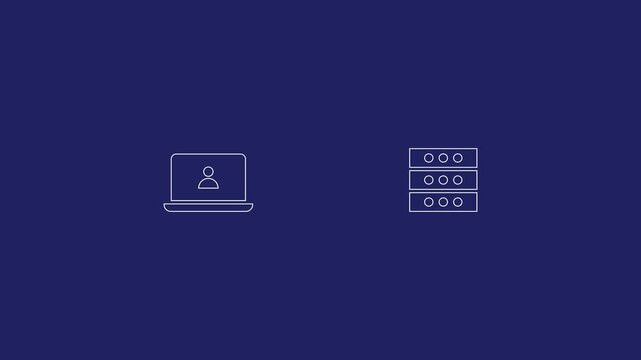 Communication Between Client or Computer and Server, Server Connection, Data Exchange, Request and Response, Server Interaction - HTTPS Connection - Minimal Flat Design Motion Graphics Clip