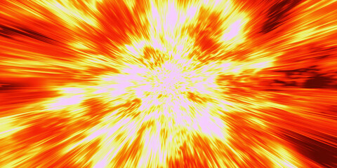Obraz premium fiery explosion background with explosive yellow and orange light beams radiating from dynamic cosmic supernova blast