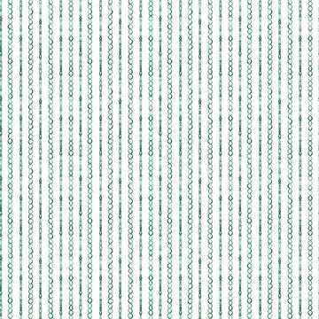 Watercolor seamless pattern with green chain and stripe lines on white background.