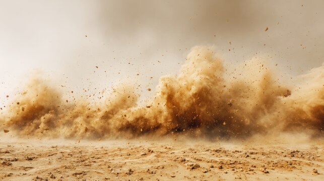 Dust storm in the desert sand cloud