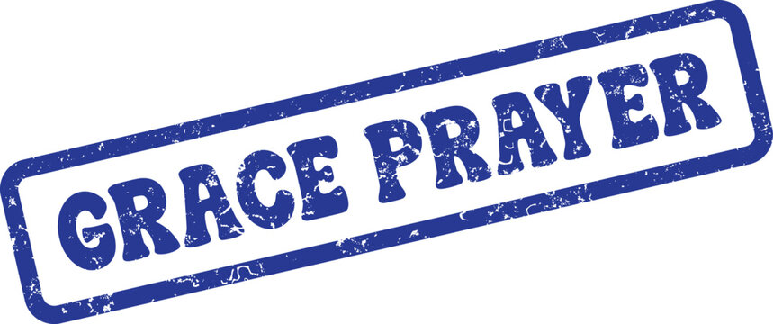Grace Prayer blue grunge stamp emphasizes spiritual devotion, communication with God, and divine supplication