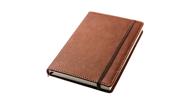 Classic elegant brown leather cover notebook or closed pocket wallet for professional business journal on transparent background