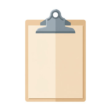 Blank Clipboard with Metal Clip Isolated Flat Illustration