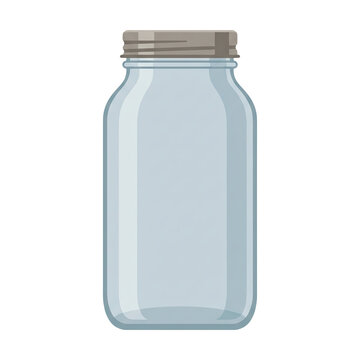 Empty Glass Jar with Metal Lid Isolated Illustration