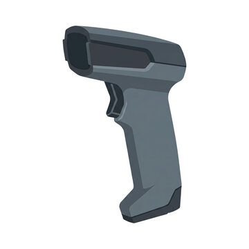 Handheld Barcode Scanner with Pistol Grip Isolated Illustration