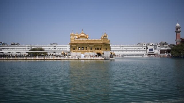 Beautiful view of Golden Temple - Harmandir Sahib in Amritsar, Punjab, India, Famous indian sikh landmark, Golden Temple, the main sanctuary of Sikhs in Amritsar, India