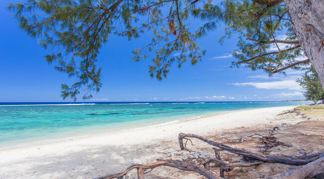 Plage de sable blanc, saint Gilles, &icirc;le de La R&eacute;union 